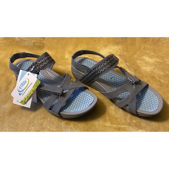 Baretraps Rebound “Dalton” Sandals Microbial Hook & Loop Blue/Gray W Size 10M - Picture 2 of 14